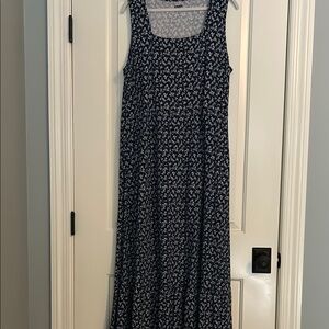 Lands' End Blue Sleeveless Square Neck Sundress Maxi